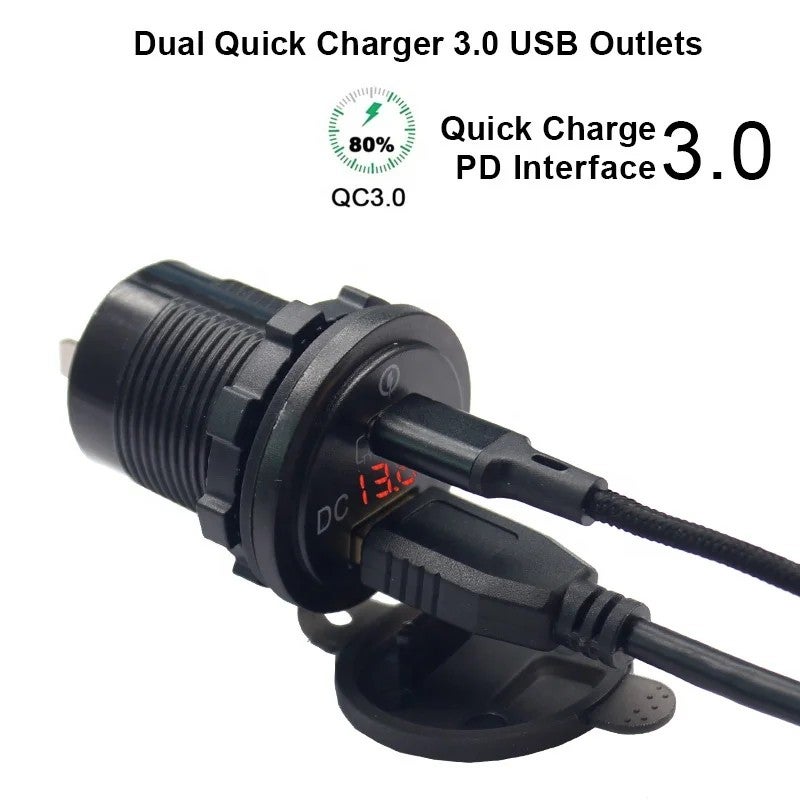 Bluejw PD Type C & USB Car Charger Socket - QC 3.0 Quick Charge 12V Waterproof Power Outlet Cigarette Lighter Adapter for RV Boat Automobile - Image 5